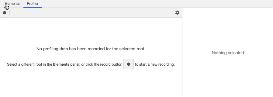 Select a root in the "Elements" panel to view its performance data